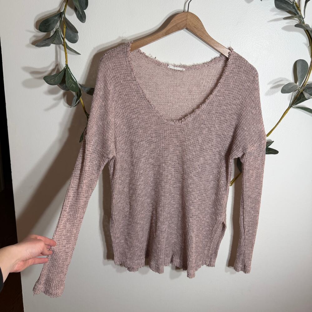 LUSH Blush V Neck Lightweight Sweater